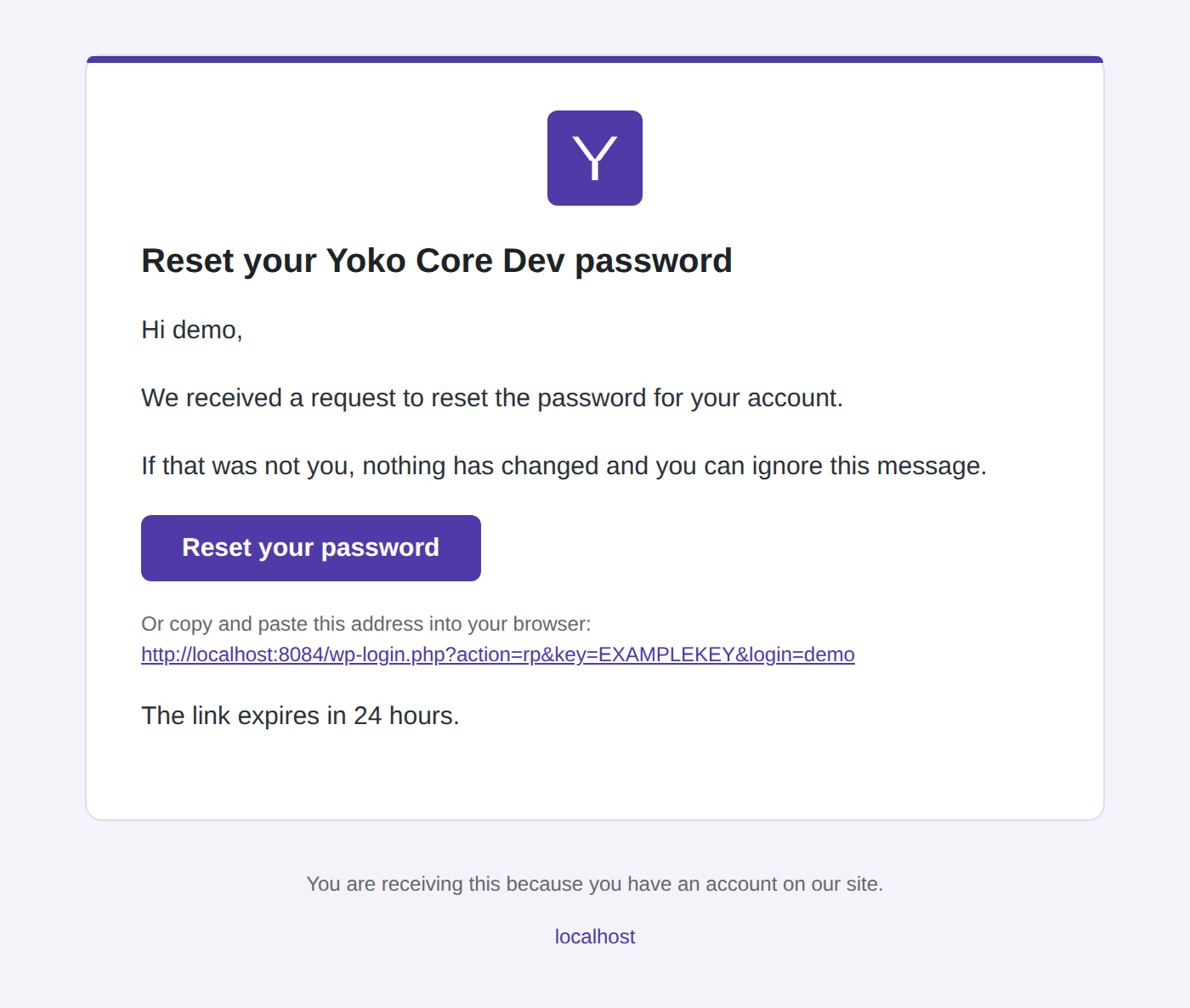 The same email with the copy rewritten and a brand colour set