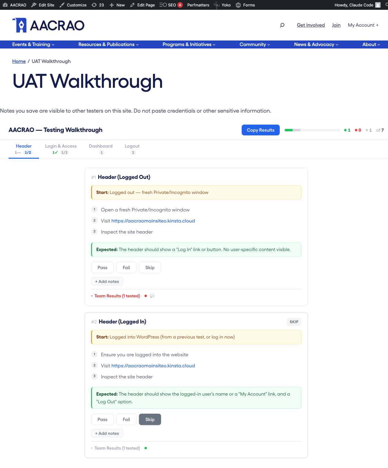 Frontend testing walkthrough rendered