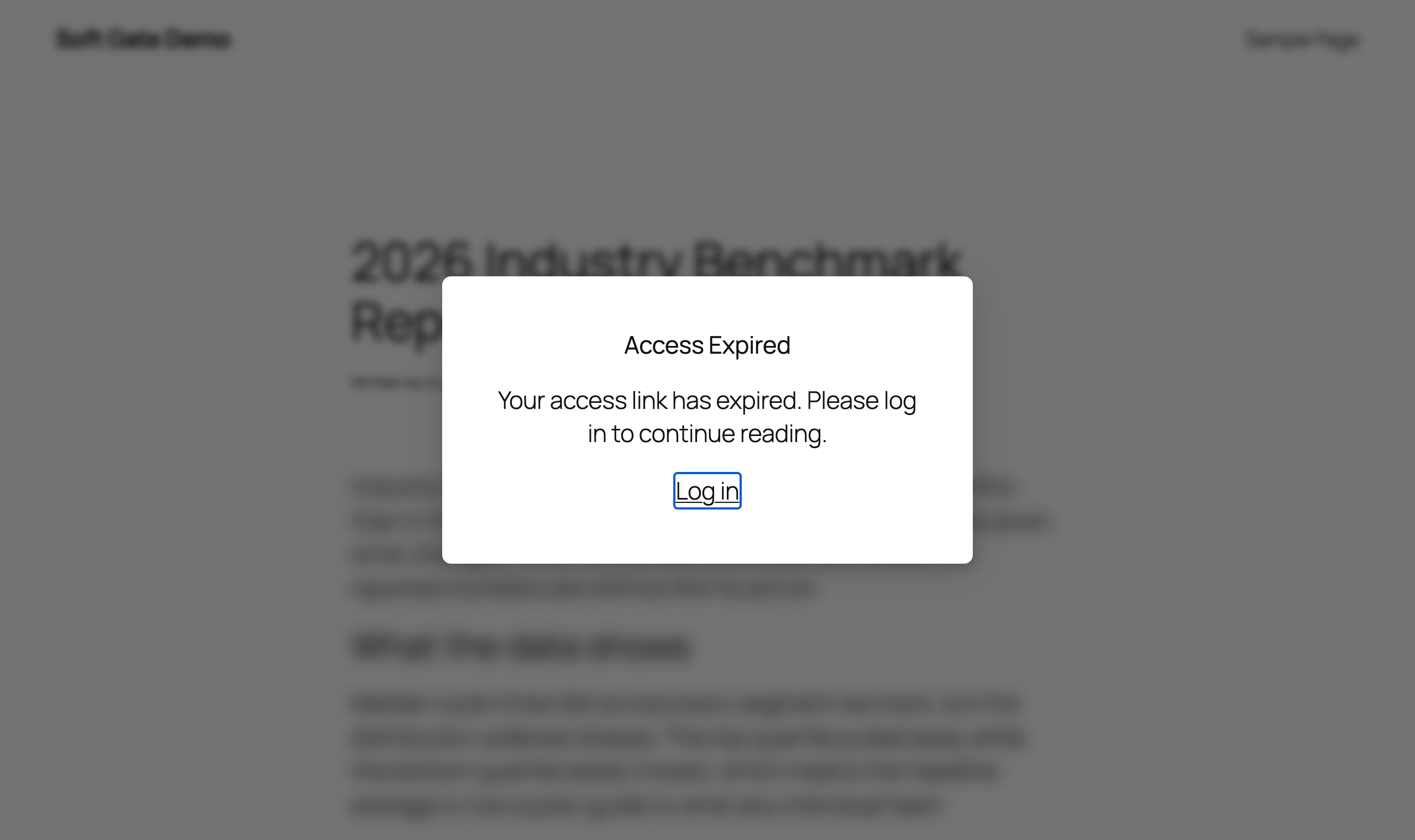 The expired dialog offering a Log in link