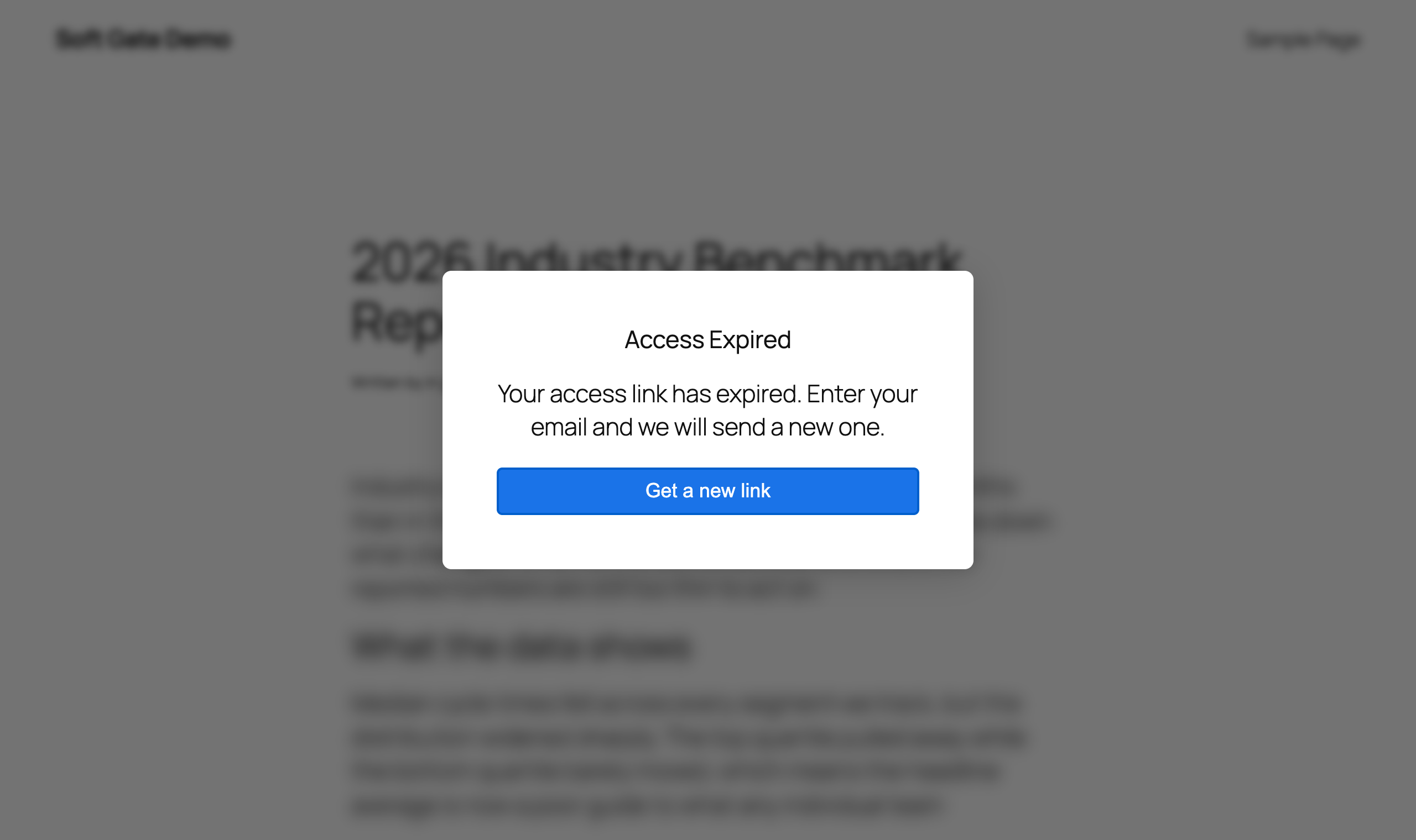 The expired dialog offering a Get a new link button
