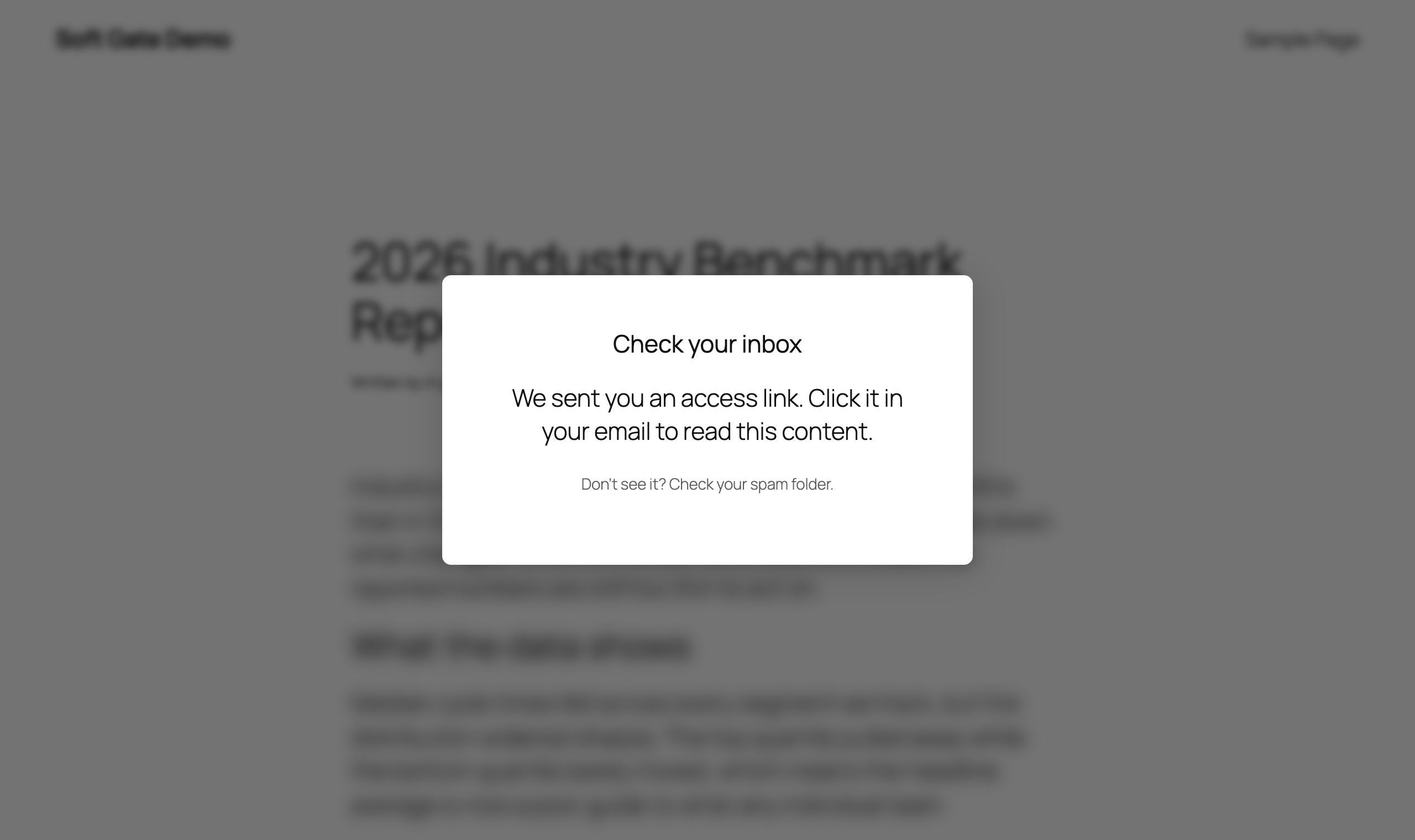 The dialog confirming the access link has been sent