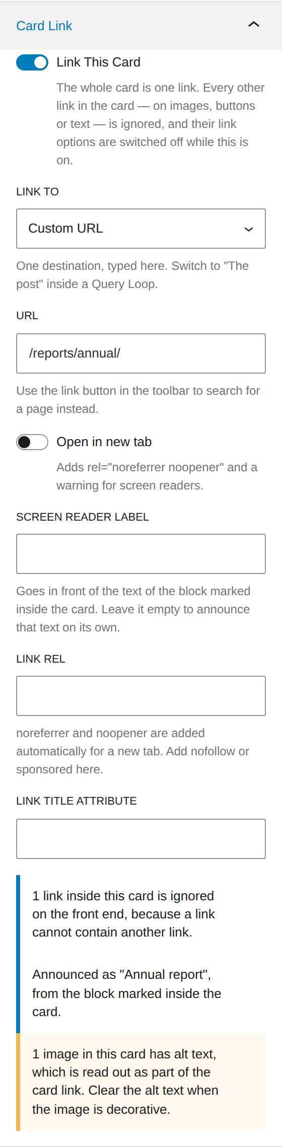 The Card Link panel reporting that the card is announced as Membership benefits