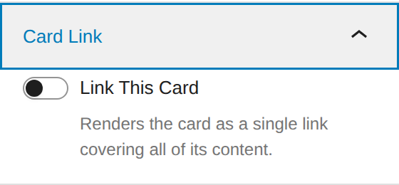 The Card Link panel with Link This Card switched off